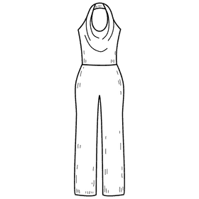 Halter neck jumpsuit black and white clipart