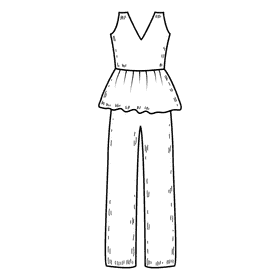 Peplum jumpsuit black and white clipart