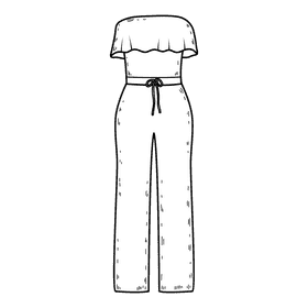 Ruffled jumpsuit black and white clipart