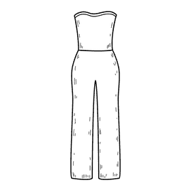 Strapless jumpsuit black and white clipart