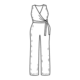 Wrap jumpsuit black and white clipart