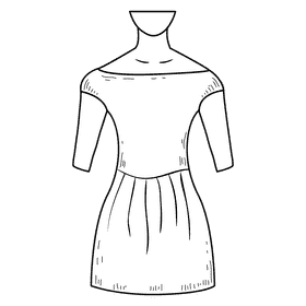 Off shoulder neck gown black and white clipart