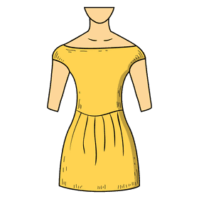 Off shoulder neck gown clipart
