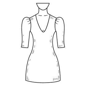 Plunging neck gown black and white clipart