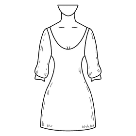 Scoop neck gown black and white clipart