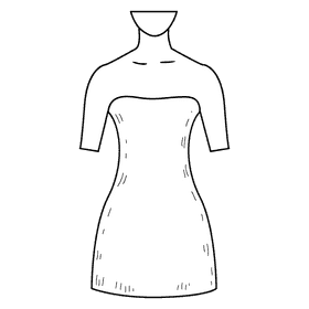 Strapless neck gown black and white clipart