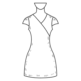 Surplice neck gown black and white clipart