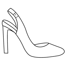 Sling back shoe black and white clipart