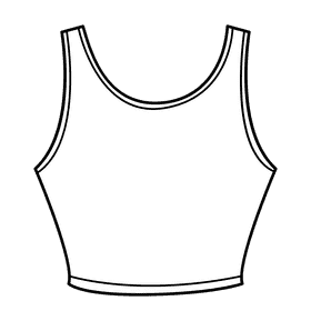 Crop tank top black and white clipart