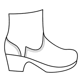 Clog boots black and white clipart