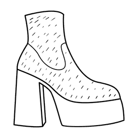 Platform boots black and white clipart
