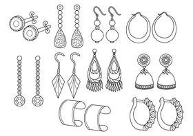 Earrings black and white vector