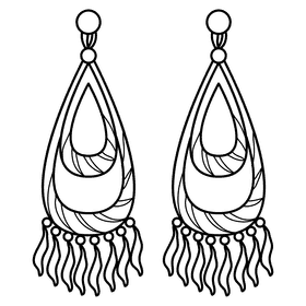 Chandelier earring black and white clipart