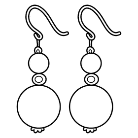 Dangle earring black and white clipart