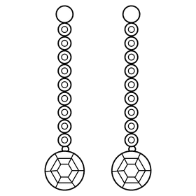 Drop earring black and white clipart