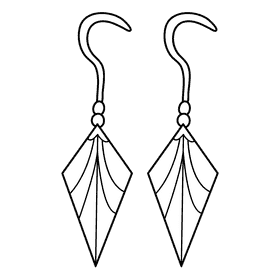 Hook earring black and white clipart
