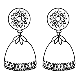 Jhumka earring black and white clipart