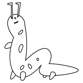 Cartoon caterpillar standing black and white clipart