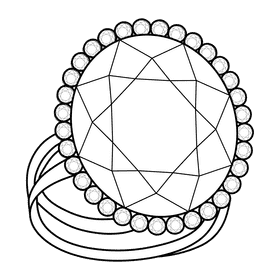 Cocktail ring black and white clipart