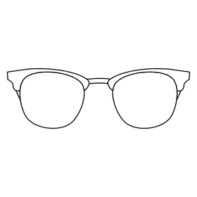 Clubmaster sunglass black and white clipart