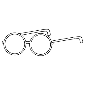 Round sunglass black and white clipart