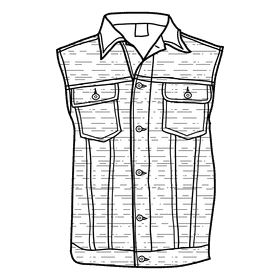 Denim vest black and white clipart