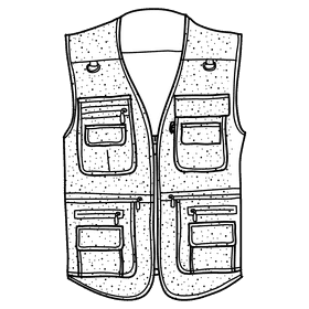 Travel vest black and white clipart
