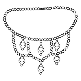 Princess necklace black and white clipart