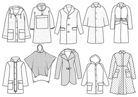 Raincoat black and white vector