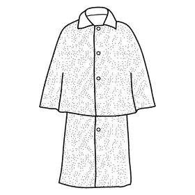 Inverness cape raincoat black and white clipart