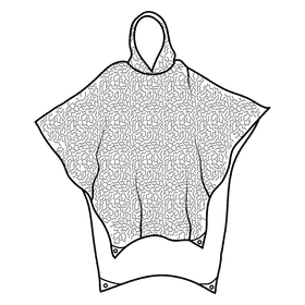 Poncho raincoat black and white clipart