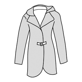 Red raincoat black and white clipart