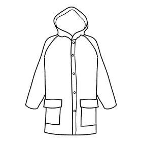 Teal raincoat black and white clipart