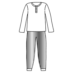 Long sleeve collorless pajama black and white clipart