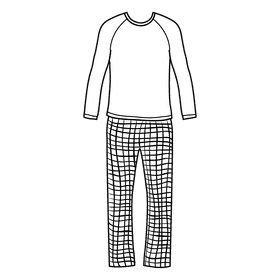 Long sleeve collorless pajama black and white clipart