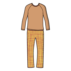Long sleeve collorless pajama clipart