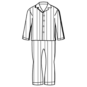 Long sleeve pajama black and white clipart