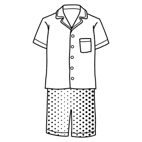 Short sleeve pajama black and white clipart