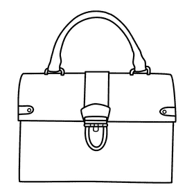 Satchel purse black and white clipart