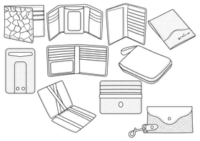 Wallet black and white vector