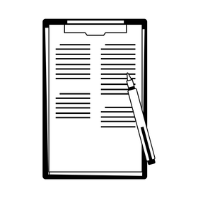 Paper and pen drawing black and white clipart