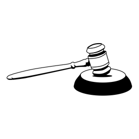 Judge hammer drawing black and white clipart