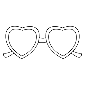 Heart shape glasses black and white clipart