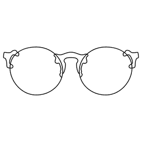 Rimless circle glasses black and white clipart