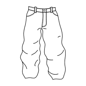 Baggy jeans black and white clipart