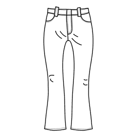 Boot cut jeans black and white clipart