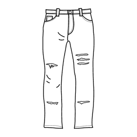 Ripped hole cut off jeans black and white clipart