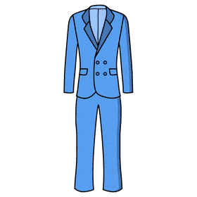 Double breasted four button suit clipart