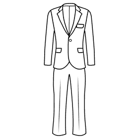 Single button suit black and white clipart