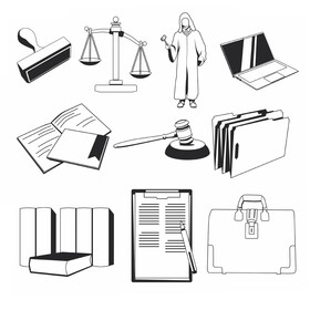 Lawyer icons set black and white vector